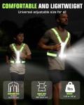 Zacro LED Reflective Vest with Chest Light 500LM, 5 RGB Colors High Visibility Rechargeable Light Up Running Vest IPX4 Night Safety Running Gear for Dog Walking, Cycling, Adjustable for Men Women Kids