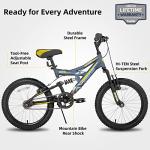 JOYSTAR Contender 20 Inch Kids Bike for Boys & Girls Ages 7-13 Years 20" Mountain Bike with Full Dual-Suspension Steel Frame and 1-Speed Drivetrain with Kickstand Blue