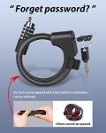 KEYSTP Bike Lock Cable with Combination Key,Password Lost Retrievable Bicycle Lock Anti-Theft,Resettable with Mounting Bracket for Bikes and Scooters