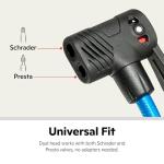 Schwinn Air Center Max Floor Bike Pump, Pressure Gauge, Pumps 100 Max PSI, Dual Head Fits Schrader and Presta Valve Types, Best for Wide Tires, Silver