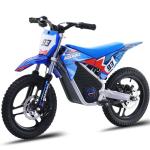OLALA 36V Electric Dirt Bike for Kids Aged 4-8, Brushless 350W Racing Grade Electric Motorcycle, Up to 18.6MPH & 3 Speed Settings, Dual Disc Brakes, 14'' Off-Road Knobby Tires, Blue