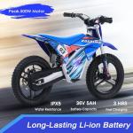 OLALA 36V Electric Dirt Bike for Kids Aged 4-8, Brushless 350W Racing Grade Electric Motorcycle, Up to 18.6MPH & 3 Speed Settings, Dual Disc Brakes, 14'' Off-Road Knobby Tires, Blue