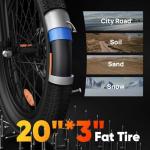 URLIFE 20"*3.0 Fat Tire Electric Bike for Adults, 1000W Peak Motor, 28MPH, 48V Removable Battery, 80-Mile, 7-Speed & Suspension, Adjustable Seat for Adults and Teens (Black)