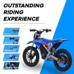 OLALA 36V Electric Dirt Bike for Kids Aged 4-8, Brushless 350W Racing Grade Electric Motorcycle, Up to 18.6MPH & 3 Speed Settings, Dual Disc Brakes, 14'' Off-Road Knobby Tires, Blue
