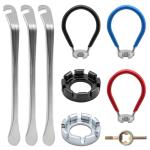 KCMOSGI Bike Spoke Wrenches, Bike Spoke Tool Kit with 9 Bicycle Tire Levers, Spoke Wrench with Rubber Handle, 9-Piece Bike Repair Tool Kit, 4 Different Types of Bicycle Tire Lever Tools