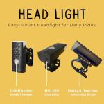 VivBike Rechargeable Bicycle Lights Set for Daily Use, LED Front Light and Rear Light, USB Mini Rechargeable, IPX4 Waterproof, Easy Mount | A HerTime2 Brand