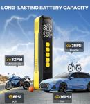 Tire Inflator Portable Air Compressor, 150 PSI Faster Cordless Air Pump for Car Tires, Electric Bike Tire Pump with Digital Pressure Gauge, LED Light for Motorcycle, Bicycle, Ball