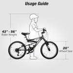 WEIZE Kids Mountain Bike, 20 inch Kids' Bicycles for 6-10 Years Old Boys Girls with Dual Full Suspension, 6 Speeds Drivetrain, High-Carbon Steel Frame, Ideal for Young Riders and Adventurers