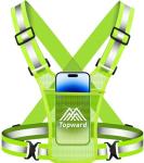 Topward Running Vest Chest Phone Holder for Women Men, Reflective Vest Safety Gear for Dog Walking Cycling - Adjustable Waist/Shoulder