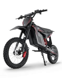 Skeri Electric Dirt Bike for Adults & Teens, 3200W Mid-Drive Motor E Bike, 37MPH Max Speed, Hydraulic Disc Brakes, Dual Suspension, IPX5 Waterproof Off-Road E Dirt Bike-Red