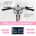 DDC SPORT Electric Bike for Adults, Peak 700W Motor 20MPH, 374.4WH Removable Battery 45Miles, 24'' Step Through City Cruiser Ebike for Women/Men/Teens, Commuter E-Bike, 7-Speed, Front Basket