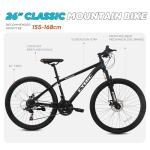 CYBIC Mountain Bike, Front Suspension Mountain Bike, 21-Speed Disc, Youth/Adult Mens Womens Trail Commuter City Bicycles (Black-Iron, 26IN)