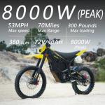 Freego Electric Dirt Bike,Mid-Drive Motor,72V/40AH/8000W(Peak),53MPH Electric Motorcycle Bike for Adults,19”/18” Tire, 380N.m Max Torque 4-Piston Hydraulic Brakes 4 Hours Fast Charging Off-Road Bike
