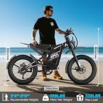 Electric-Dirt-Bike For Adults with Peak-3000W Brushless Motor and 48V 32AH Battery Max 37MPH and 80Miles, Adult Electric-Mountain-E-Bike Motorcycle with Fat Tire For Snow, Sand and Commuting,White