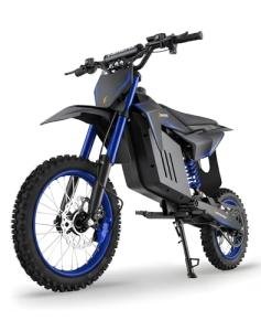 Skeri Electric Dirt Bike for Adults & Teens, 3200W Mid-Drive Motor E Bike, 37MPH Max Speed, Hydraulic Disc Brakes, Dual Suspension, IPX5 Waterproof Off-Road E Dirt Bike-Blue