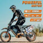 Windone RM7 Electric Dirt Bike for Teens Adults Age 13+, 2200W Peak Ebike, 48V 22.5Ah Up to 37MPH & 45-Mile Electric Motorcycle, 14"/12" Off-Road Tire E-Bike, Dual Hydraulic Brakes, Full Suspension