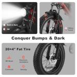 HAPPYRUN Electric Bike for Adults, 2000W/1500W Motor, 48V 25Ah/18Ah Removable Battery, 20" Fat Tire Ebike, 7-Speed Transmission, Up to 32MPH and 68+ Miles Range, All-Terrain E-Bike (G52)