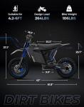 Skeri Electric Dirt Bike for Adults & Teens, 3200W Mid-Drive Motor E Bike, 37MPH Max Speed, Hydraulic Disc Brakes, Dual Suspension, IPX5 Waterproof Off-Road E Dirt Bike-Blue