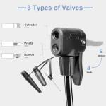 Hycline Bike Pump with Gauge: 160 PSI Bicycle Floor Pump - High Pressure Air Pumps with Schrader & Presta Valve for Road MTB Tires, Balls, Inflatables