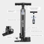 Hycline Bike Pump with Gauge: 160 PSI Bicycle Floor Pump - High Pressure Air Pumps with Schrader & Presta Valve for Road MTB Tires, Balls, Inflatables