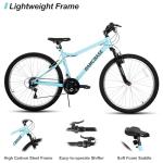 HILAND 26 Inch Womens and Mens Mountain Bike, 18 Speed Steel Frame Adult Bicycle, MTB Bikes with Suspension Fork, V Brake, Mountain Bicycle for Woman Man, Green