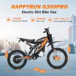 HAPPYRUN G300 Pro Electric Dirt Bike for Adults, 72V 30Ah Battery, 6500W Motor, 50 MPH Speed, 70 Mile Range, 350 Lbs Load Capacity, Hydraulic Brakes Black (Orange) (Black)