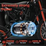 Xtionland 2000W Electric Dirt Bike for Teens & Adults - 37MPH Off-Road EBike, 48V 23AH Removable Battery E Bikes, 14"/12" Fat Tires Bicycle, Hydraulic Brakes Mountain Trail Motorcycle for Ages 13+