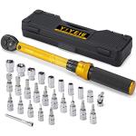 YIYEIE 1/4 Inch Drive Bike Torque Wrench, 1-25 Nm (10-222.5 in.lb), 27 PCS Click Bicycle Torque Wrench with Bit Sockets, 0.1 Nm Micro, 72-Tooth Ratchet, 3/8 Adapter, for MTB, E-Bike, Motorcycle