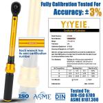 YIYEIE 1/4 Inch Drive Bike Torque Wrench, 1-25 Nm (10-222.5 in.lb), 27 PCS Click Bicycle Torque Wrench with Bit Sockets, 0.1 Nm Micro, 72-Tooth Ratchet, 3/8 Adapter, for MTB, E-Bike, Motorcycle