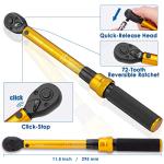 YIYEIE 1/4 Inch Drive Bike Torque Wrench, 1-25 Nm (10-222.5 in.lb), 27 PCS Click Bicycle Torque Wrench with Bit Sockets, 0.1 Nm Micro, 72-Tooth Ratchet, 3/8 Adapter, for MTB, E-Bike, Motorcycle