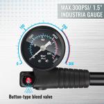 Hycline Shock Pump for Mountain Bike, High Pressure 300 Psi for Front Fork and Rear Bicycle Suspension Air Pump with Gauge Fits Schrader & Presta Tire Valve-Titanium