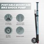 Hycline Shock Pump for Mountain Bike, High Pressure 300 Psi for Front Fork and Rear Bicycle Suspension Air Pump with Gauge Fits Schrader & Presta Tire Valve-Titanium