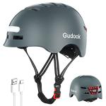Gudook Adult Bike Helmet with Light - Bicycle Helmets Men - Women - Front and Back LED Lights Adjustable Cycling Helmet for Urban Commuter Biking Scooter
