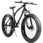 Omelaza 26 Inch Fat Tire Mountain Bike with Dual Disc Brakes, 4 Inch Wide Tires with 7 Speeds Gear, High Carbon Frame, Mountain Bicycle for Men and Women, Front Suspension MTB for Adult Black