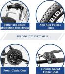 Omelaza 26 Inch Fat Tire Mountain Bike with Dual Disc Brakes, 4 Inch Wide Tires with 7 Speeds Gear, High Carbon Frame, Mountain Bicycle for Men and Women, Front Suspension MTB for Adult Black