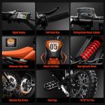 RiderX Electric Dirt Bike for Adults Teens, 3000W Brushless 220Nm Motor - 45° Slope, 38 MPH, 48V/23.5Ah Removable Battery, Dual Hydraulic Brakes & Full Suspension Electric Motorcycle for 13+, Orange