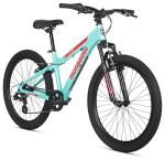 Mongoose Flatrock 21-Speed Hardtail Mountain Bike, 24-Inch Wheels, for Boys Girls Men and Women, Front Suspension, 14.5-Inch Lightweight Aluminum Frame, Mint