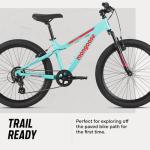 Mongoose Flatrock 21-Speed Hardtail Mountain Bike, 24-Inch Wheels, for Boys Girls Men and Women, Front Suspension, 14.5-Inch Lightweight Aluminum Frame, Mint