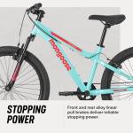 Mongoose Flatrock 21-Speed Hardtail Mountain Bike, 24-Inch Wheels, for Boys Girls Men and Women, Front Suspension, 14.5-Inch Lightweight Aluminum Frame, Mint