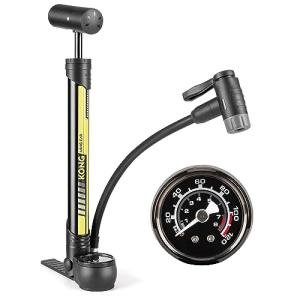 Bike Pump with PSI Gauge- Portable Bicycle Tire Pump - 120 PSI Bike Air Pump fits Presta & Schrader Valve - Road mountainou Bike Pump Comes with Mounting Bracket (Black Yellow)