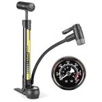 Bike Pump with PSI Gauge- Portable Bicycle Tire Pump - 120 PSI Bike Air Pump fits Presta & Schrader Valve - Road mountainou Bike Pump Comes with Mounting Bracket (Black Yellow)