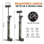 Bike Pump with PSI Gauge- Portable Bicycle Tire Pump - 120 PSI Bike Air Pump fits Presta & Schrader Valve - Road mountainou Bike Pump Comes with Mounting Bracket (Black Yellow)