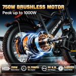 Electric Bicycle for Adults - 16"/20”x 4”Fat Tire, Peak 1000W 7 Speed Electric Motorcycle Bicycle, 48V 15.6/18.2AH Battery Long Seat Electric Bike,Up to 21.75/28MPH 30-60Miles Electric Dirt Bike