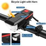 LEDHOLYT Rechargeable Solar Bike Lights, Night Ultra Bright Bicycle Lights Headlight and Back Taillight with Electric Bell, Easy to Install Waterproof, Road and Mountain LED Bike Lights