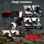 LEDHOLYT Rechargeable Solar Bike Lights, Night Ultra Bright Bicycle Lights Headlight and Back Taillight with Electric Bell, Easy to Install Waterproof, Road and Mountain LED Bike Lights