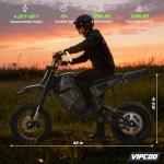 VIPCOO H3 Electric Dirt Bike for Teens and Adults, 3500W Electric Motorcycle, Up to 40MPH / 45° Slope / 45 Miles Range, 14"/12" Fat Tire E Dirt Bike with Nitrogen Suspension Fit Age 13+
