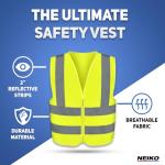 Neiko High Visibility Safety Vest ANSI Class 2, No Pocket, Neon Yellow, Large (L)