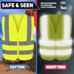 Neiko High Visibility Safety Vest ANSI Class 2, No Pocket, Neon Yellow, Large (L)