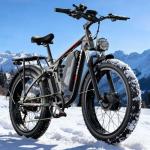 PUJH 5000W Dual Motor Ebike for Adults 60V 20Ah Fast Electric Bike for Men Women 45 MPH,Up to 100 Miles,24" Fat Tire Lockable Suspension Electric Bike for Snow Off-Road Commuter Mountain E-Bike PU364