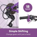 Pacific Mountain Sport Bike, Purple, 24 Inch Mountain Bike for Youth and Adults, 18 Speed, Steel Frame, Knobby Tires, Front Suspension Fork, Twist Shifters, Linear Pull Brakes, Youth and Adult Bicycle